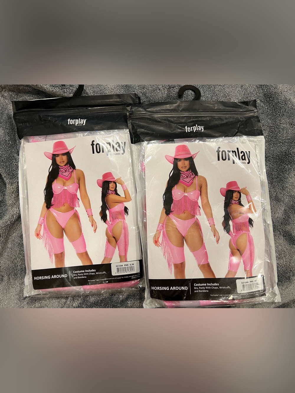 Forplay Pink Fringe Cowgirl Costume Set
Bra, Panty With Chaps/wristcuffs/Bandana
